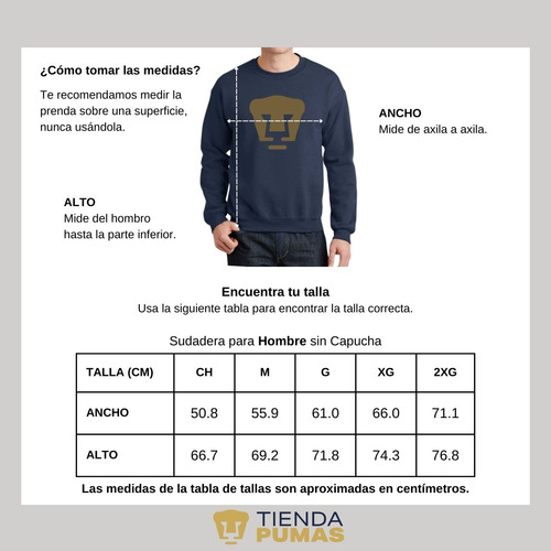 Sudadera Pumas Unam Hombre Deportiva Logo Dorado