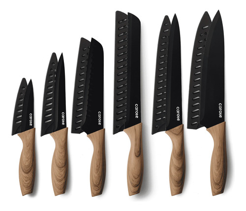 Carote Juego De Cuchillos De Cocina Con Protectores De 12 Pz Negro
