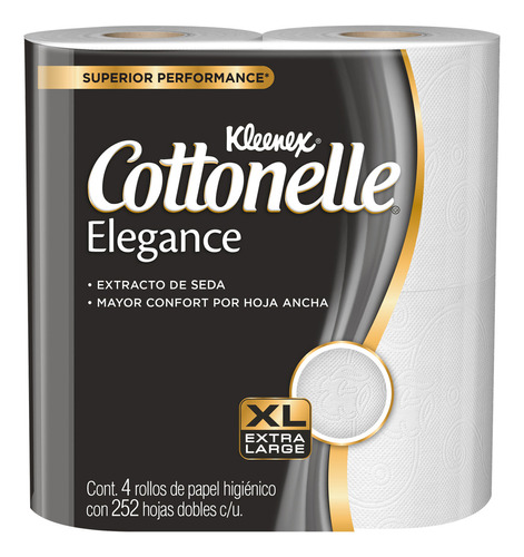 Kleenex cottonelle elegance xl papel higiénico 4 rollos