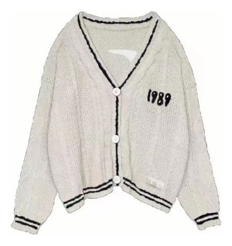 Jersey De Punto Con Cuello En V Para Mujer De 1989, Otoño E