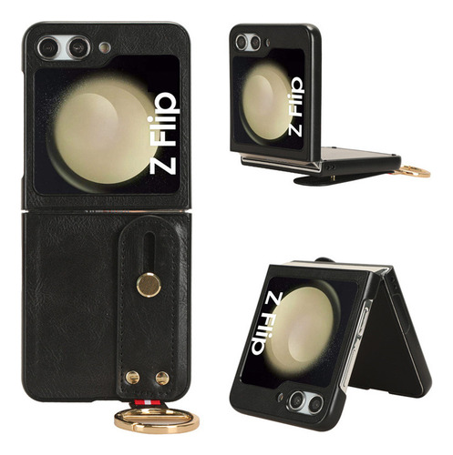 Funda Para Samsung Galaxy Z Flip 5 4 3 Pulsera Piel Pegada