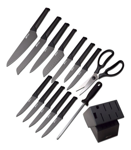 Set De 15 Piezas Cuchillos Mtech Usa Acero Filo Mt-979
