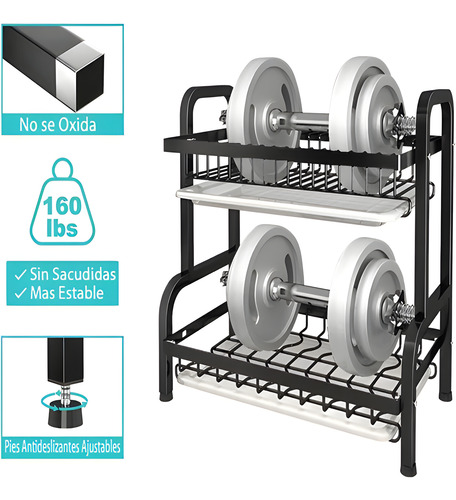 Escurridor De Platos 2 Niveles Acero Inoxidable Multifuncion