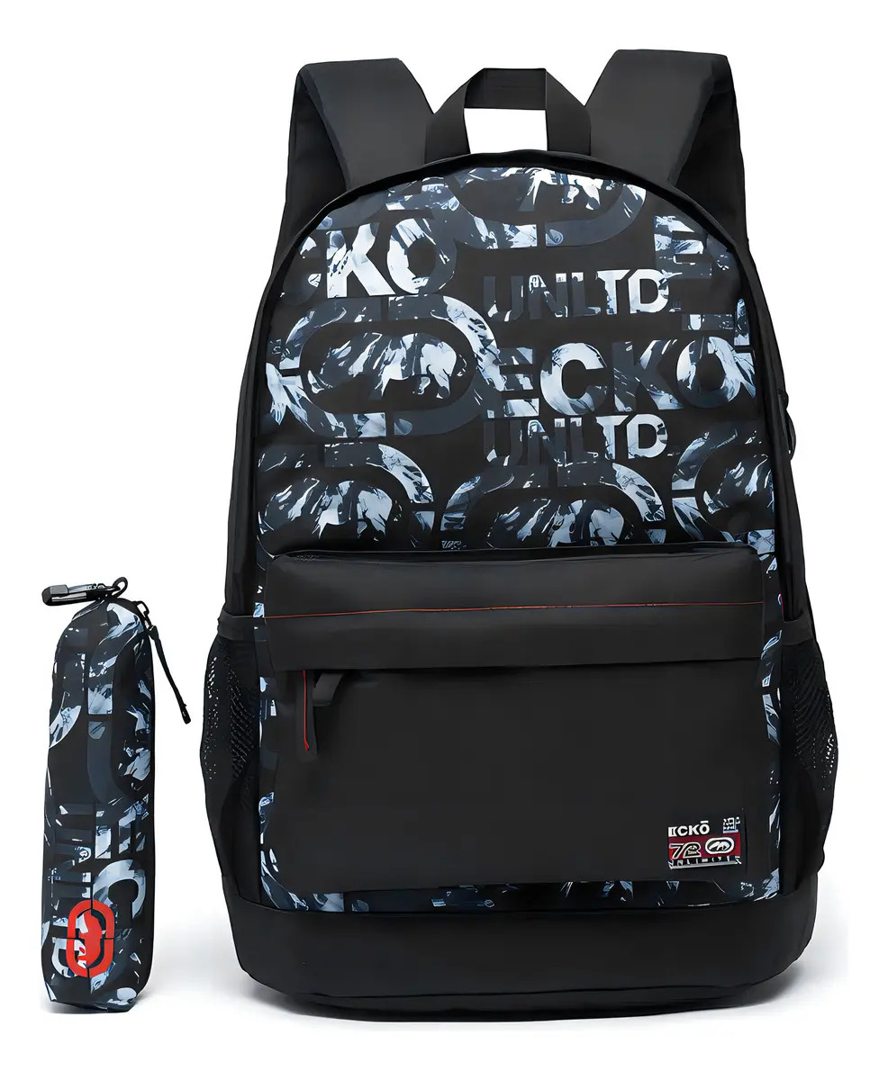 Kit Escolar Mochila E Estojo Dia A Dia Reforçada E Moderna Cor Cinza-escuro
