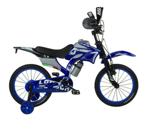 Imagen 1 de 4 de Bicicleta cross infantil Lamborghini Cross R16 M frenos v-brakes color azul con ruedas de entrenamiento  