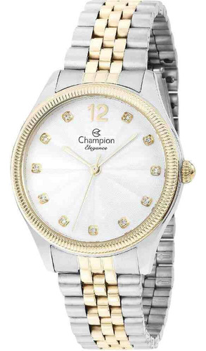 Relógio Champion Elegance Prata Dourado Feminino Cn24011b Cor do bisel Prata e Dourado