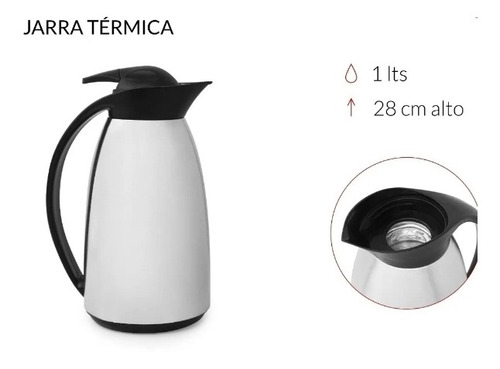 Imagen 3 de 6 de Jarra Termica Termo 1 Lt Acero Pico Cebador Palermo O Centro