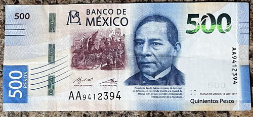 Billete De 500 Pesos Aa Familia G - Aa9412394