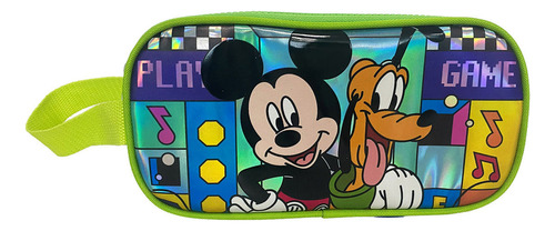 Cartuchera Premium 2 Bolsillos Mickey Mouse & Pluto Awesome Color Verde