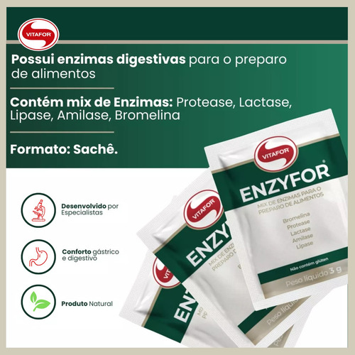 Enzyfor Vitafor 30 Sachês Mix De 5 Enzimas Digestivas