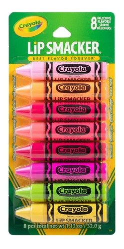 Lip Smacker Crayola · Bálsamo Labial Delicioso Sabor 8 Pack