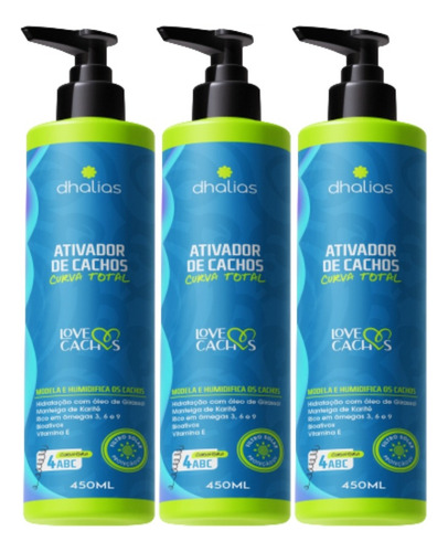 03 Ativador De Cachos Curva Total 450ml - Cachos Cresp Ondul