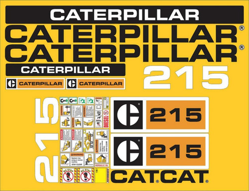 Calcomanías Caterpillar 215 Standard Preventivos Originales