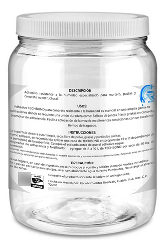 Techbond Une Concreto Nuevo Con Viejo Tipo Festerbond 1 Kg Blanco