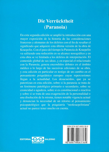 Die Verrucktheit Paranoia - Emil Kraepelin