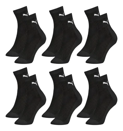 6 Pares Meias Puma Cano Médio Alto Atoalhada Academia Sport