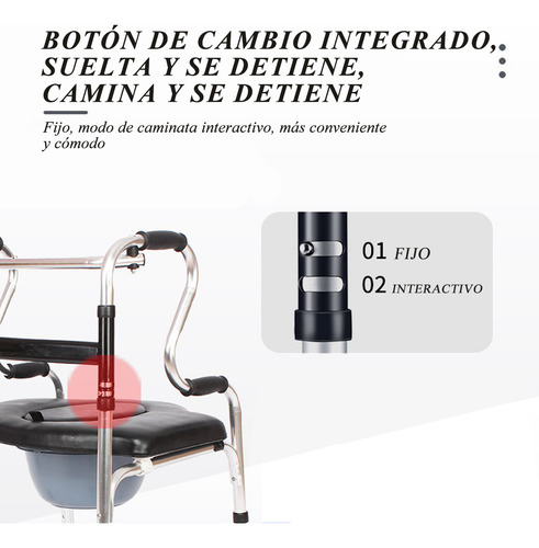 Andadera Acero Inoxidable Multifuncional Con Asiento Rueda