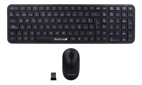 Kit Teclado Y Mouse Inalámbrico Techzone Tzcombina05 Ne /vc Color del mouse Negro Color del teclado Negro