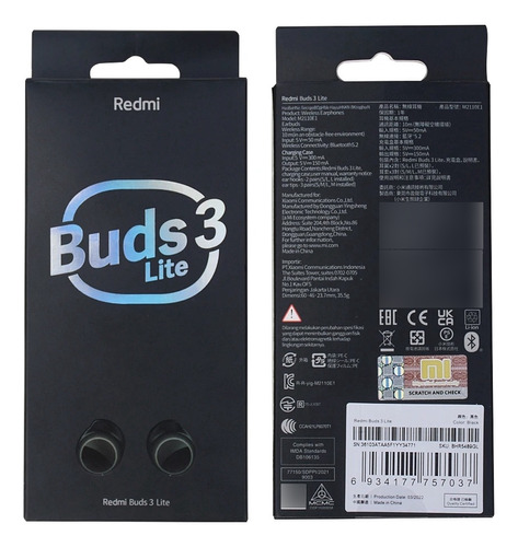 Auriculares In-ear Bluetooth Xiaomi Redmi Buds 3 Lite Negro