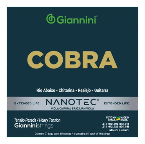 Encordoamento Giannini Cobra Nanotec Gesvnp P/ Viola Níquel