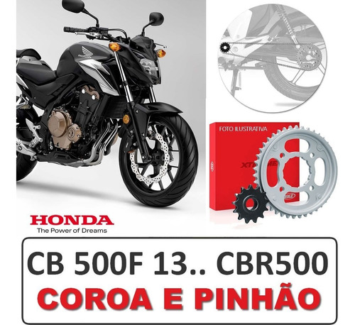 Kit Coroa E Pinhão Honda Cb 500f/ Cb 500x/ Cbr 500r 2013-17