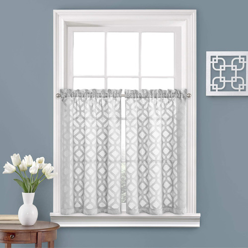 Vue Trellis Clip - Juego De Cortinas Pequeñas Para Ventana. Color Gris