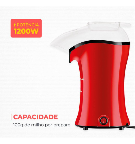 Pipoqueira Popflix Pp-03 1200w Vermelha Mondial