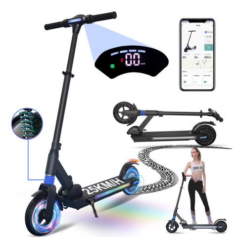 Scooter Eléctrico Patin Plegable 25km/h 350w 8'' Lcd Con App