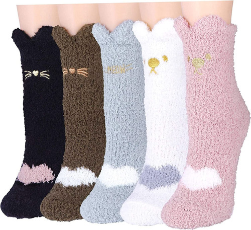 5 Pares Calcetines Mujer Termicos Regalo Peluda Invierno