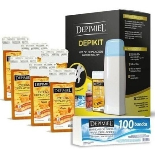 Kit Depilacion Depimiel Depikit+ 6 Cera Roll On+ 100 Bandas 