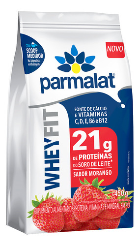 Suplemento em em pó Parmalat  Whey whey protein Parmalat sabor  morango em pacote de 450g