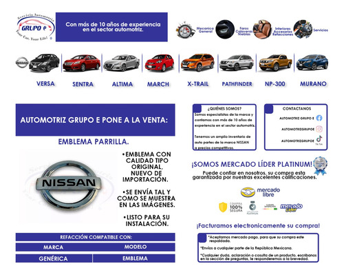 Emblema Parrilla Versa V- Drive 2019 2020 2021 2022 Nuevo