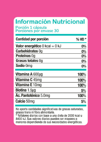 Suplemento Vitalis Navitas Colágeno y Calcio 30 Cápsulas