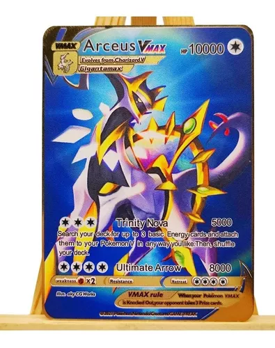 Carta Pokemon Colecionador De Metal Dourada Arceus Vmax