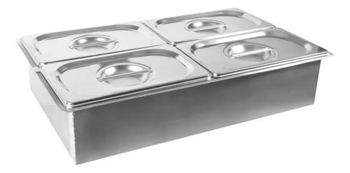 Baño Maria 6 Insertos 1/4 De 15 Cm Con Tapa Acero Inoxidable