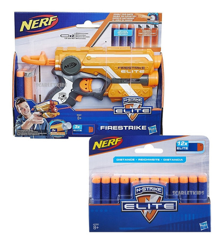 Nerf Elite Firestrike + 12 Dardos Hasbro Orig Alcance 21 M