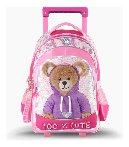 Mochila Carrito Teddy 18 Pulgadas Con Luz Led Footy - E.full