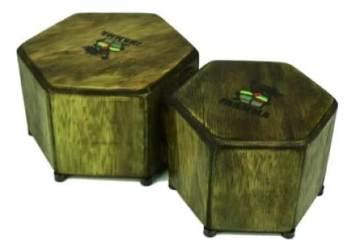 Bongô Cajon Hexagonal Rustic Séries Jhamma Percussões