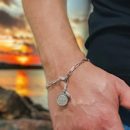 Pulseira Cadeia Consagração São Bento Corrente Inox