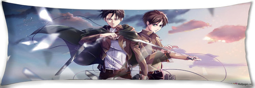 Cojin Almohada Attck On Titan Levi Mikasa Espadas 35x100cm Diseño De La Tela Lisa