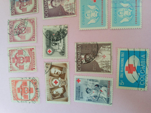 Colombia Cruz Roja 15 Estampillas 1947 A 1961 (Usado)