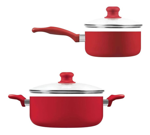 Juego Ollas Batería Cocina Pyrex 4 Piezas Teflon Linea Fuego