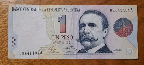 Bottero N  3001 Billete 1 Peso Convertible 1992. Usado !!!