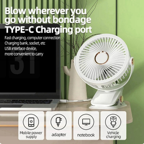 Ventilador Recargable V0usb Para Dormitorio, Portátil De-fs