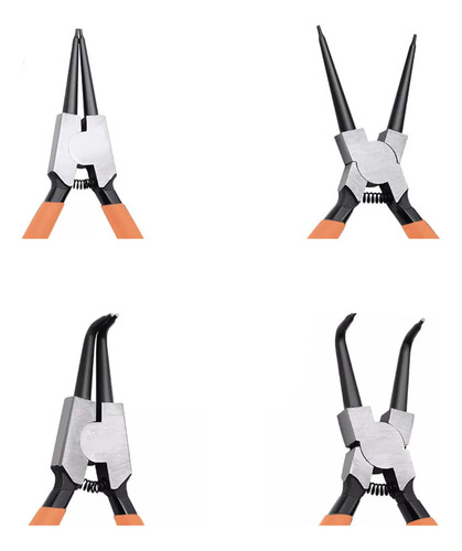 Oraab Juego De 4 Pinzas De Retención De Resortes De 7 Pulgadas, Pinzas Tipo C Para Anillos De Retención Internos Y Externos, Con Punta Recta Y Curva, Incluye Bolsa De Almacenamiento