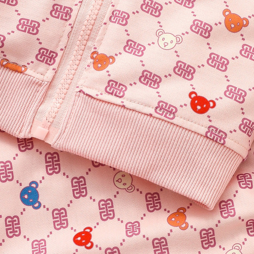 2pcs Conjunto Chaqueta Con Capucha Estampado Osito Para Niña Rosa 2-3 A