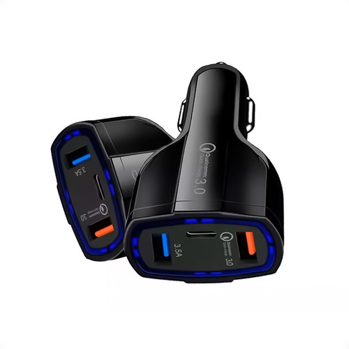 Cargador Usb Auto Carga Rápida 2 Puertos 1tipo C Qc 3.0 Otec