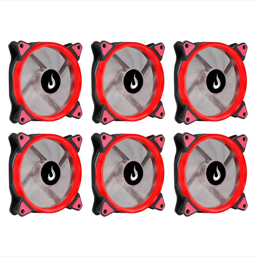 Kit 6 Cooler Fan Rise Galaxy 120mm Led Vermelho