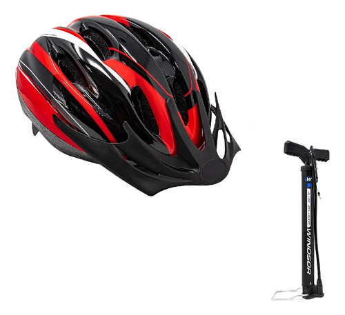 Casco De Bicicleta Unisex + Bomba Para Bicicleta Color Rojo Talla 54/58