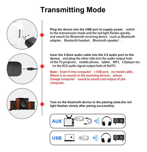 Dispositivo Adaptador Transmisor Y Receptor Bluetooth 5 3 En